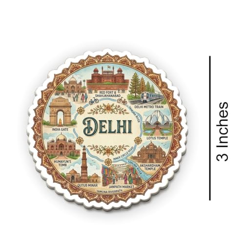 Image of Delhi Textured Finish Acrylic Fridge Magnet - UV Texture Printed, Stylish Multicolor Magnet for Fridge, Wardrobe & Metal Surfaces, Pack of 1 (Delhi 1)