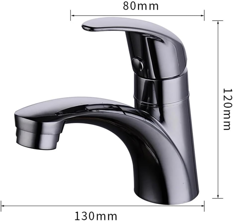 High-Shine Chrome Single-Cold Bathroom Sink Tap, Ergonomic Single-Lever Deck-Mounted Vanity Faucet