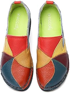 Socofy Loafer Flats for Women, Leather Casual Loafers Slip on Moccasin Driving Slippers