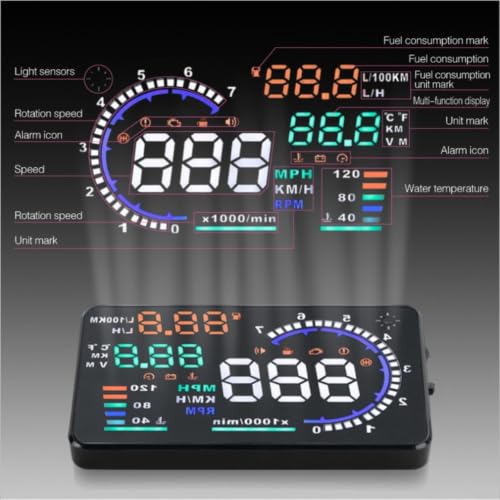 HUD Head Up Display OBD2 para coche compacto con pantalla de brillo automático 8