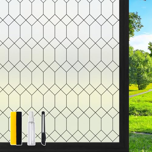 Image of DKTIE Moroccan Lattice Window Privacy Film Stained Glass 23.6in X 78.7in