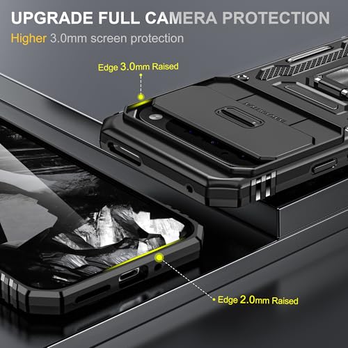 Image of Slide Camera Cover with Ring Holder Mobile Phone Case Cover for Google Pixel 10 Pro XL (Black)