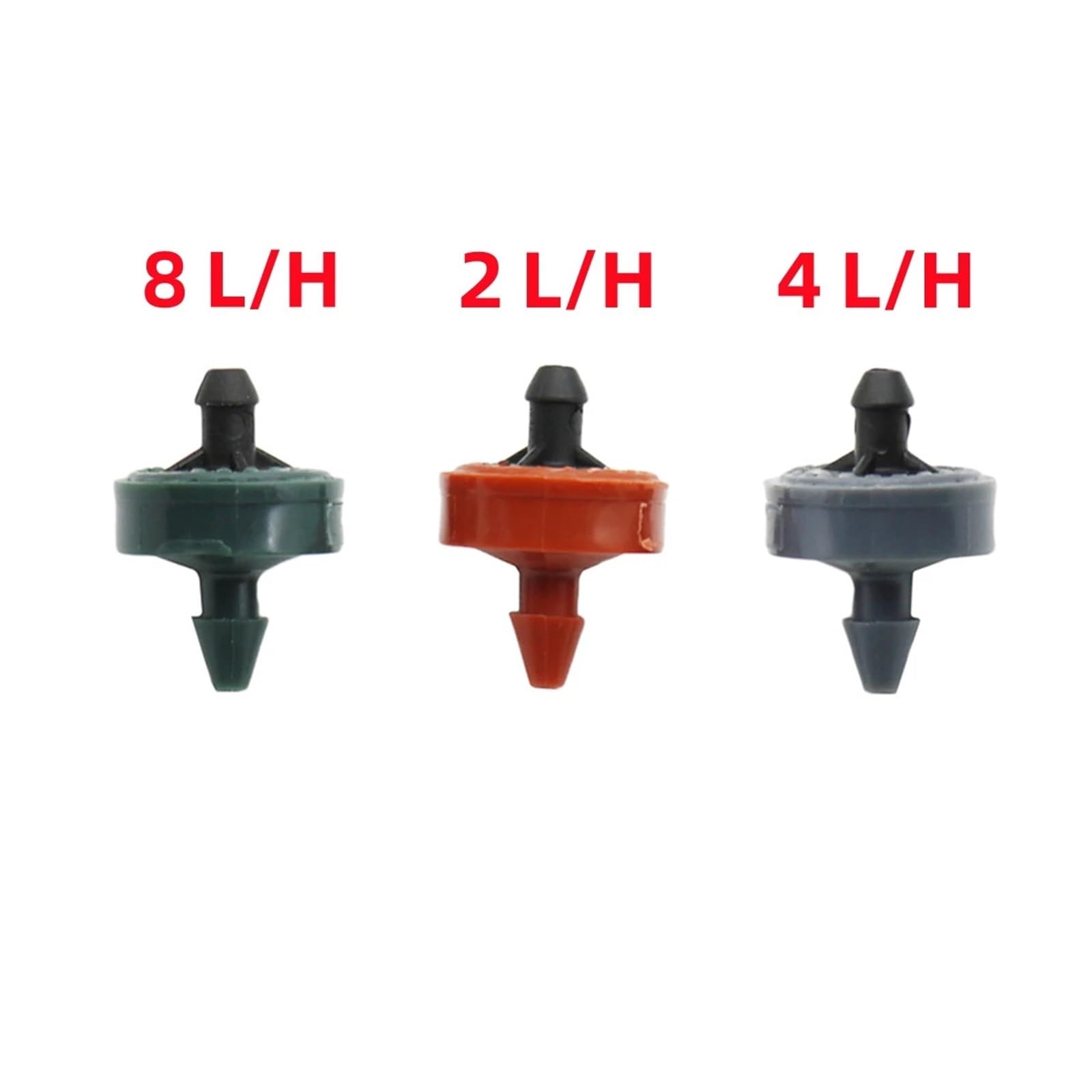 Emettitori per Irrigazione a Goccia Mini gocciolatore autocompensante da 2L/H, 4L/H, 8L/H, raccordi for irrigazione giardino e serra 4/7 mm, 500 pezzi(Red 2L)