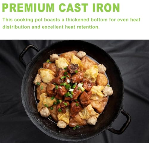 Refein Cast Iron Wok Non Stick, 30cm Induction Wok Large Capacity Deep Frying Pan with Thickened Flat Bottom, Professional Cast Iron Cookware Cooking Pot for Stir-Fry, Grilling, Cooking and Steaming - Image 7