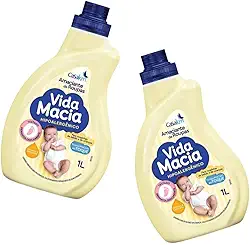 Amaciante para bebês e crianças Vida Macia Glicerina e Camomila. Kit com 2 Frascos de 1L cada.