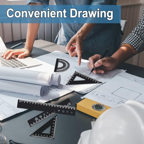 FULHANY 5 StüCk Geometrie Set - Lineal Set - Lineal Metall - Lineal 15cm/20cm Geeignet FüR Student Office Engineer Schubladen Zeichnen Geometrische Formen