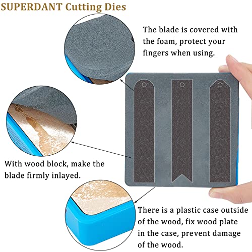 SUPERDANT 3 Shapes Leather Bookmark Cutting Dies Classic Stitched Bookmark Die Cutter Leather Page Markers Wooden Cutting Machine Gifts for Men Women Kids Halloween Christmas Bookworms Writers - Image 4