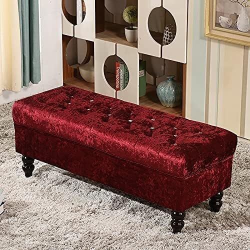 FCXWEVR Velvet Sto Bench with Crystal Buttons Entryway Shoe Sto 300kg Capaci Wine Red 24x18x18in - Slish and Functal Home Decor Solut
