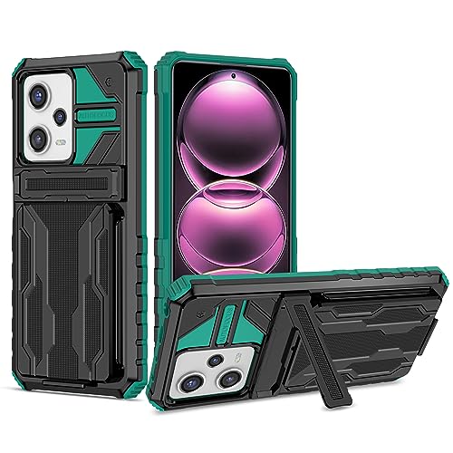YOUULAR �A�[�}�[�J�[�h�P�[�X Xiaomi Redmi Note 12 Pro 5G/Xiaomi Poco X5 Pro 5G�p �n�[�hPC+�\�t�gTPU+�u���P�b�g+�J�[�h�P�[�X �ϏՌ� �����h�~ �ی�P�[�X �~���^���[�P�[�X �u���b�g�C�� �B