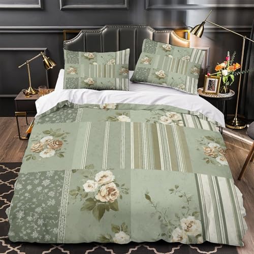 Housse de Couette Fleurs Microfibre Hypoallergénique Parure Lit King Sans Bouton - 2