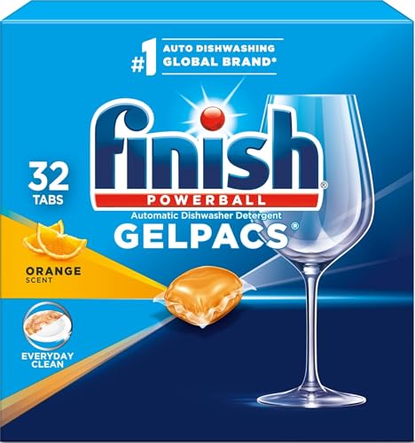 Image of Finish Gelpacs Dishwasher Detergent, Orange Scent, 32 Count (Pack of 8)