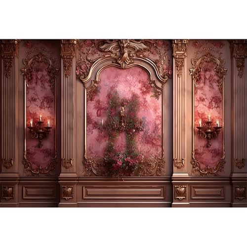 Baocicco 12x8ft Burgundy Room Wall Backdrops for Photography Vinatge Classic Interior European Castle Photo Background Empty Living Room Backdrop Birthday Wedding Party Decor Kids Adults Photo Props