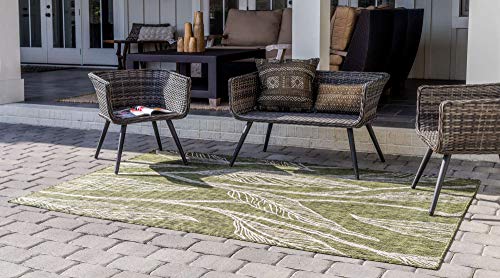 Tapete Outdoor Botanical Collection 5'1'' x 8' Verde/Ivory miniatura 2