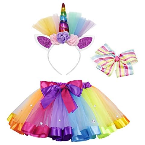 Jurebecia Vestido Tutú Arcoiris para Niñas Cover