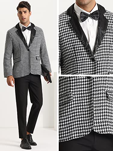 Lars Amadeus Houndstooth Print Blazer for Men's Slim Fit Notched Collared Plaid Sports Coat4