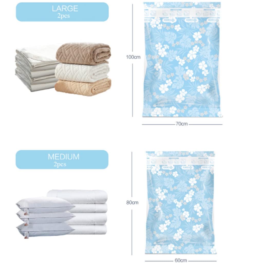 Sac de Rangement sous Vide Sac compressé sous Vide avec Pompe à Main Couverture Vêtements Sac de Rangement réutilisable pour Couette 11 pièces/Ensemble Organisateur de Maison (Style Blanc)