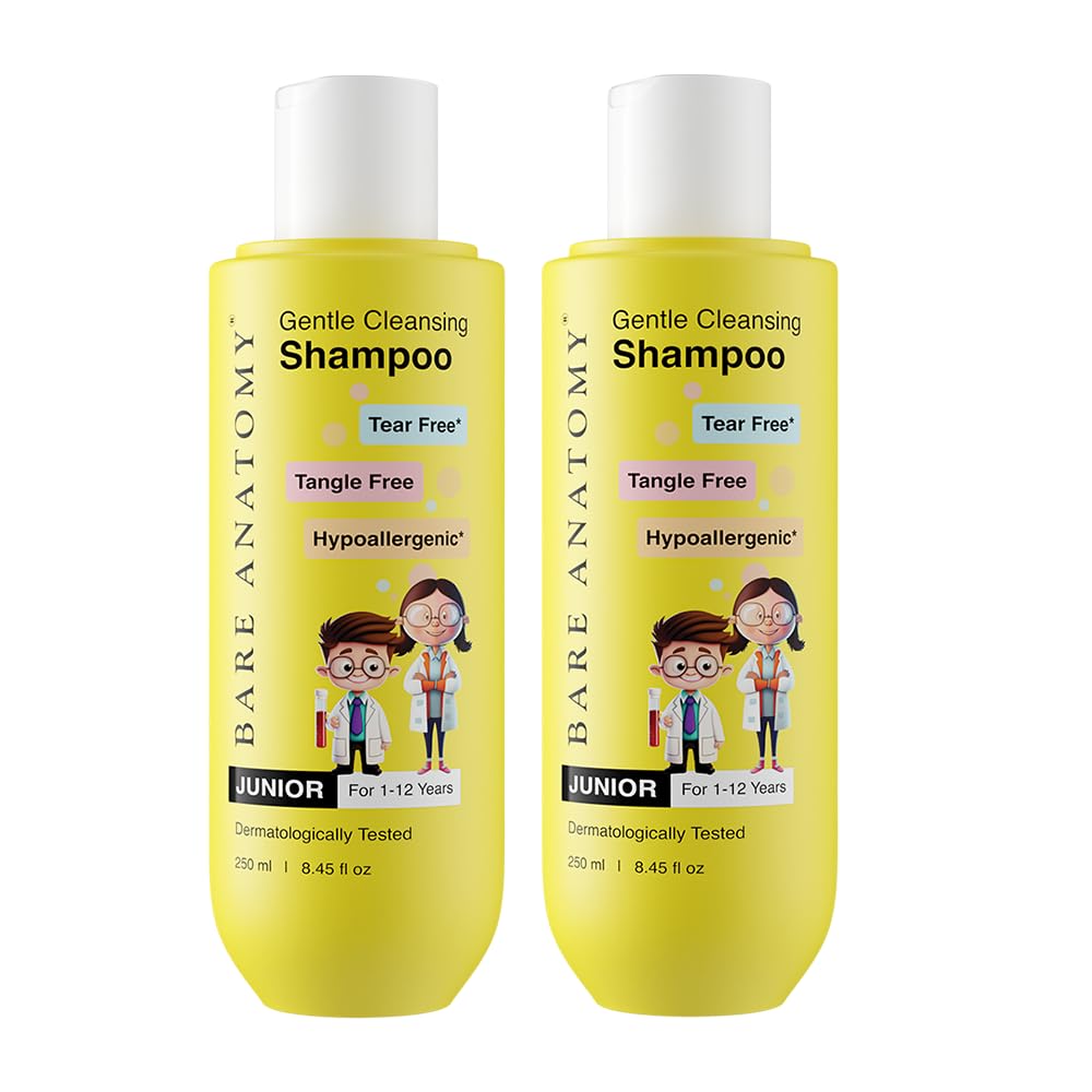 Bare Anatomy Junior Gentle Cleansing Shampoo For Kids | Tear-Free & Hypoallergenic | For 1-12 Years | Coconut Milk Protein, Almond Oil, Vitamin E & Strawberry | Sulphate & Paraben Free | 250 mL (Pack of 2)-image-47