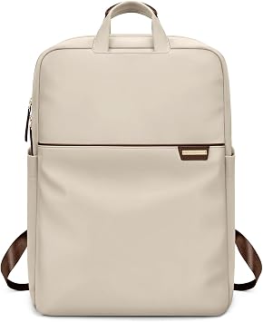 Slim Laptop Backpack for Women, Lightweight Business Backpack for Women Computer Bag Purse for Commuting, Fit 16 Inch, Apricot