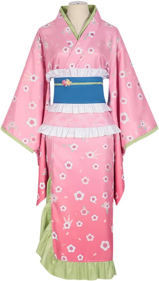 Kanroji Mitsuri Costume Kimono Kanroji Maid Dress Uniform Outfit Full Set Halloween For Women - Image 2