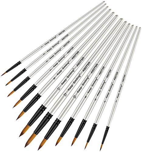 Silithus Paint Brushes 12 Pieces Set, Professional Fine Tip Paint Brush Set Round Pointed Tip Nylon Hair artist acrylic brush for Acrylic Watercolor Oil Painting (Round)