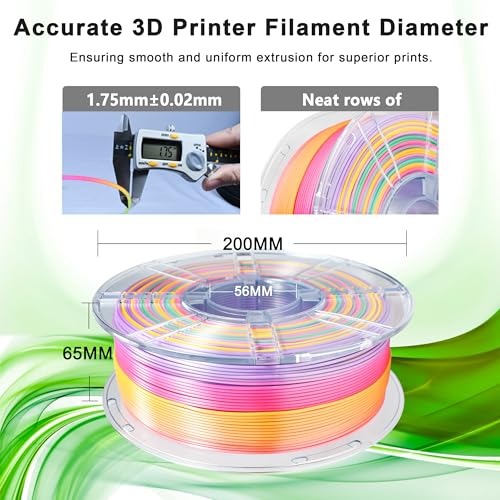Image of iBOSS 3D Printer Filament 1.75mm, Colorful Macaron Rainbow PLA+ Filament Strong Toughness No-Tangling Filament 3D Printing Filament Fit Most 3D Printers, 1kg Spool, Accuracy + /- 0.02mm, Multi-Color