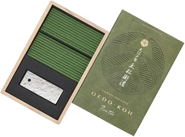 OEDO-KOH Pine Tree Hibi Incense Matches - 60 Sticks with Holder by NIPPON KODO