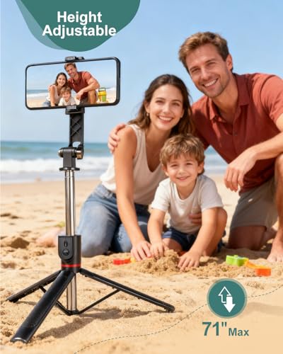 Trépied de téléphone 71 pouces avec télécommande sans fil pour iPhone et Android