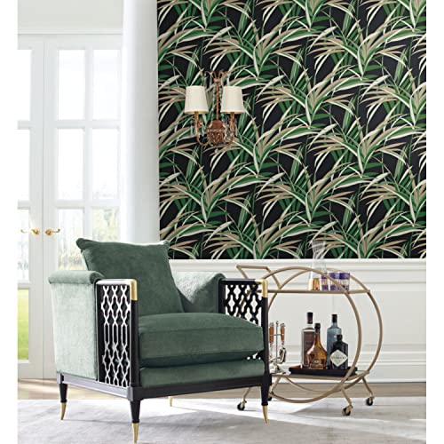 Tropical Paradise Wallpaper- Greens/Black