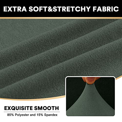 Princedeco 4 Pieces Stretch Soft Couch Cover For Dogs - Washable Sofa Slipcover For 3 Separate Cushion Couch - Elastic Furniture Protector For Pets, Kids（Sofa, Loden Green, Large #TOP3