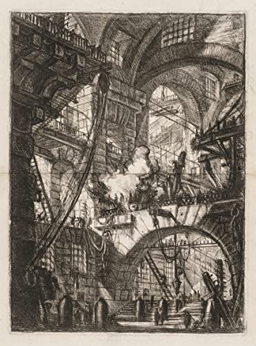 Cuadro moderno para salón con la misteriosa perspectiva de Piranesi en lienzo de 60x90cm
