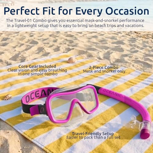 Oceanic Máscara de Snorkel + Tubo Semi-Seco para Adultos, Vidrio Templado miniatura 5