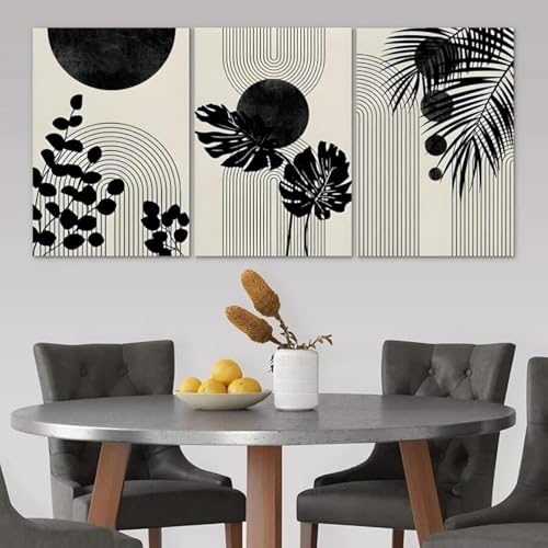 Formes abstraites végétales en décoration murale moderne triptyque 60 x 80 cm - 5