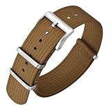 [ANNEFIT] 時計ベルト 18mm 一本通しナイロン時計バンド ミリタリー腕時計替えバンド ブラウン/シルバーバックル
