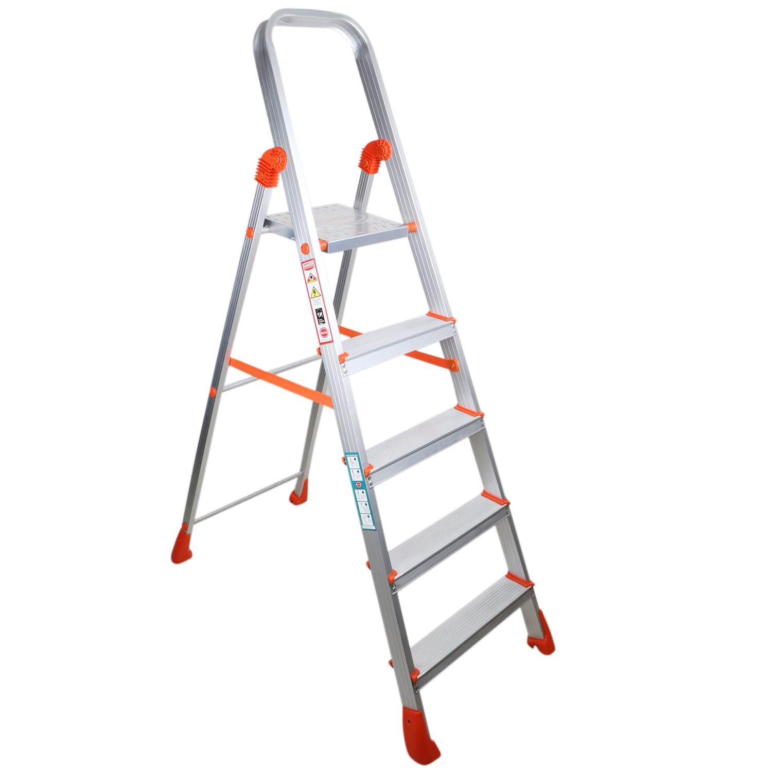 CIPLAPLAST Platinum 5 Step Ladder for Home Use Foldable | Ladder for Home | Aluminum Ladder 5 Step | Heavy Duty Strong Durable Multipurpose Folding Ladder | (Orange - Silver) (B0CYLP1KT4) Amazon Price History, Amazon Price Tracker