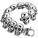 OIDEA Große Schwer Breit Edelstahl Schädel Armband Silber, Link Handgelenk Silber Schwarz Totenkopf Motorradfahrer Biker für Herren Männer