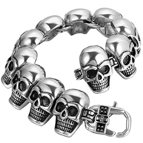 OIDEA Pulsera de cadena de acero inoxidable estilo punk rock para hombre....