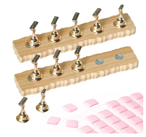 Nail Holder for Painting Nails Super Magnetic Nail Stand for Press on, Press on Nail Stand with 96 Pcs Reusable Sticky Putty for Nail Art Display Home & Salon Use.( nail stand + clay )