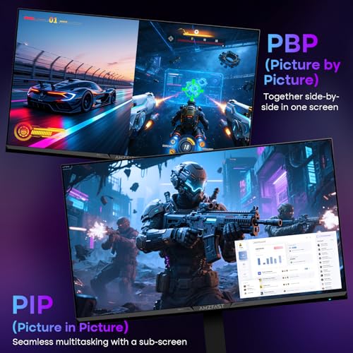 Image of Amzfast 27'' 4K Gaming Monitor HDR 400, UHD 160Hz 144Hz | FHD 320Hz 300Hz Dual Mode PC Monitor, Built-in Speakers 1ms Fast IPS, 126% sRGB PIP /PBP, HDMI 2.1 x 2 & DP 1.4 x 2, Height Adjustment, VESA