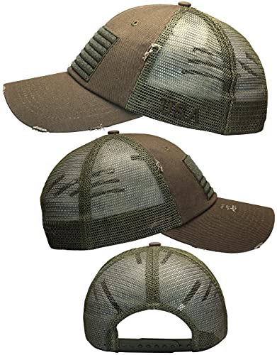 Image of Antourage American Flag Unconstructed Unisex Mesh Snapback Baseball Hat Cap for Men and Women +2 Patriotic Patches Included