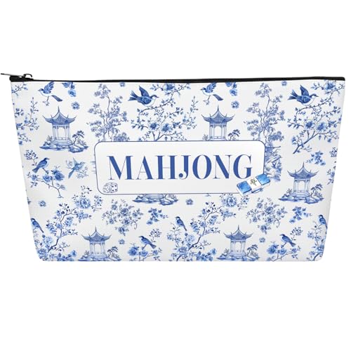 Bolsa de almacenamiento para fichas Mahjong impermeable azul