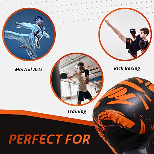 Shadow Stannum Gear Kids Boxing Gloves For Boys And Girls 6Oz Junior Training Gloves, Youth Boxing Gloves For Boxing, Kickboxing And Punching Workout (Golden Black, 6Oz)… (Orange Black, 6-Oz) #TOP5