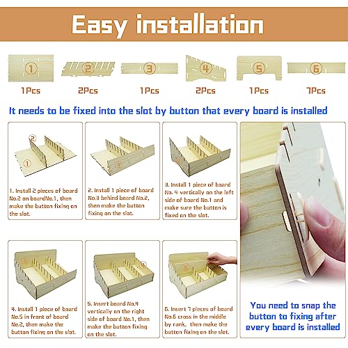 Hengtianmei 24 Grid Wooden Desktop Storage Box Mobile Phone Management Storage Box Creative Desktop Office Meeting Finishing Grid Multi Cell Phone Rack Display #TOP2
