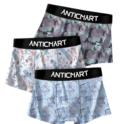 Image of Men's Extra Thin Elastic Ice Silk Underwear - Long, Comfortable, Breathable Boxer Brief Trunks (Pack of 3)