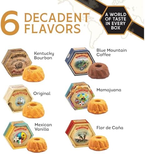 TORTUGA Provenance Rum Cake Variety Pack – 4 oz. - 6 Pack - The Perfect Premium Gourmet Gift for Stocking Stuffers, Gift Baskets, and Christmas Gifts - Great Mini Cakes for Delivery - 1
