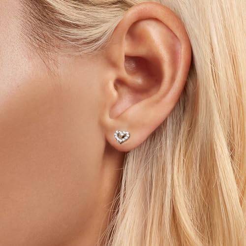 Kokoma 18G Love Heart Sterling Silver Earrings Hypoallergenic for Women Girls Cubic Zirconia Cartilage Tragus Piercing Earrings Post Screw Back Small Ear Jewelry2