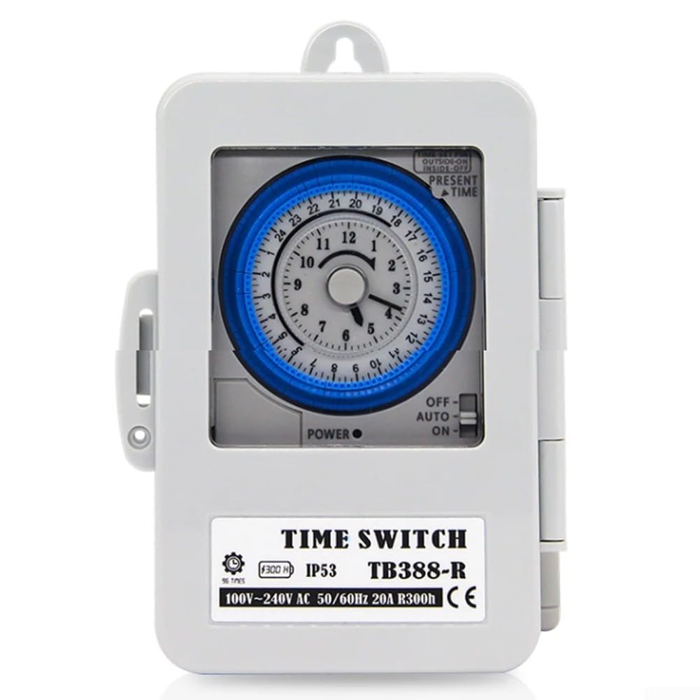 Timer meccanico, interruttore timer TB388, PC impermeabile 24 ore giornaliero programmabile timer interruttore per scaldabagno lampada AC100 ~ 250 V 20 A