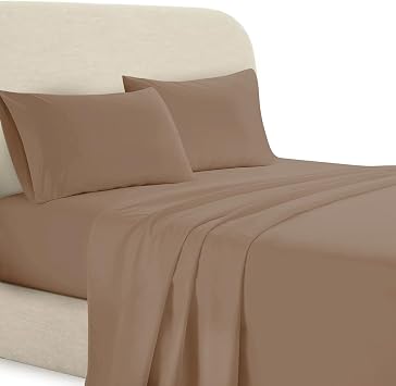 BedLooms Flat Sheet Super King 200 Thread Count 100% Egyptian Cotton Soft Bed Top Sheets Hotel Quality Beige Flat Sheet
