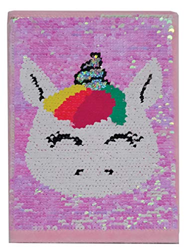 Journal relié licorne magique avec couverture paillettes tactiles