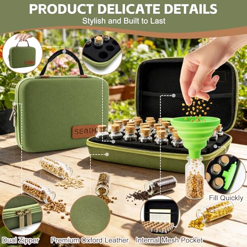 40 Slots Saatgut Aufbewahrungsbox, Samen Aufbewahrung, Klassisches Retro-Design Seed Organizer Box mit Etiketten Aufklebern und Trichter, Saatgut Aufbewahrung für Blumen,Gemüse (Samen nicht Enthalten)