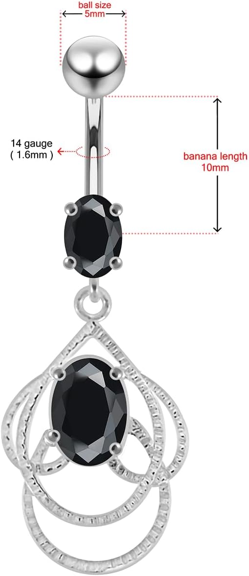 Fancy Celtic Design Dangling 925 Sterling Silver with Stainless Steel Belly Ring - Belly Button jewelry - Navel jewelry